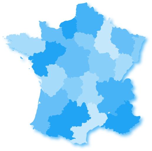 Carte stylisée des régions françaises en bleu pour pgla-garage-lussan à Lussan